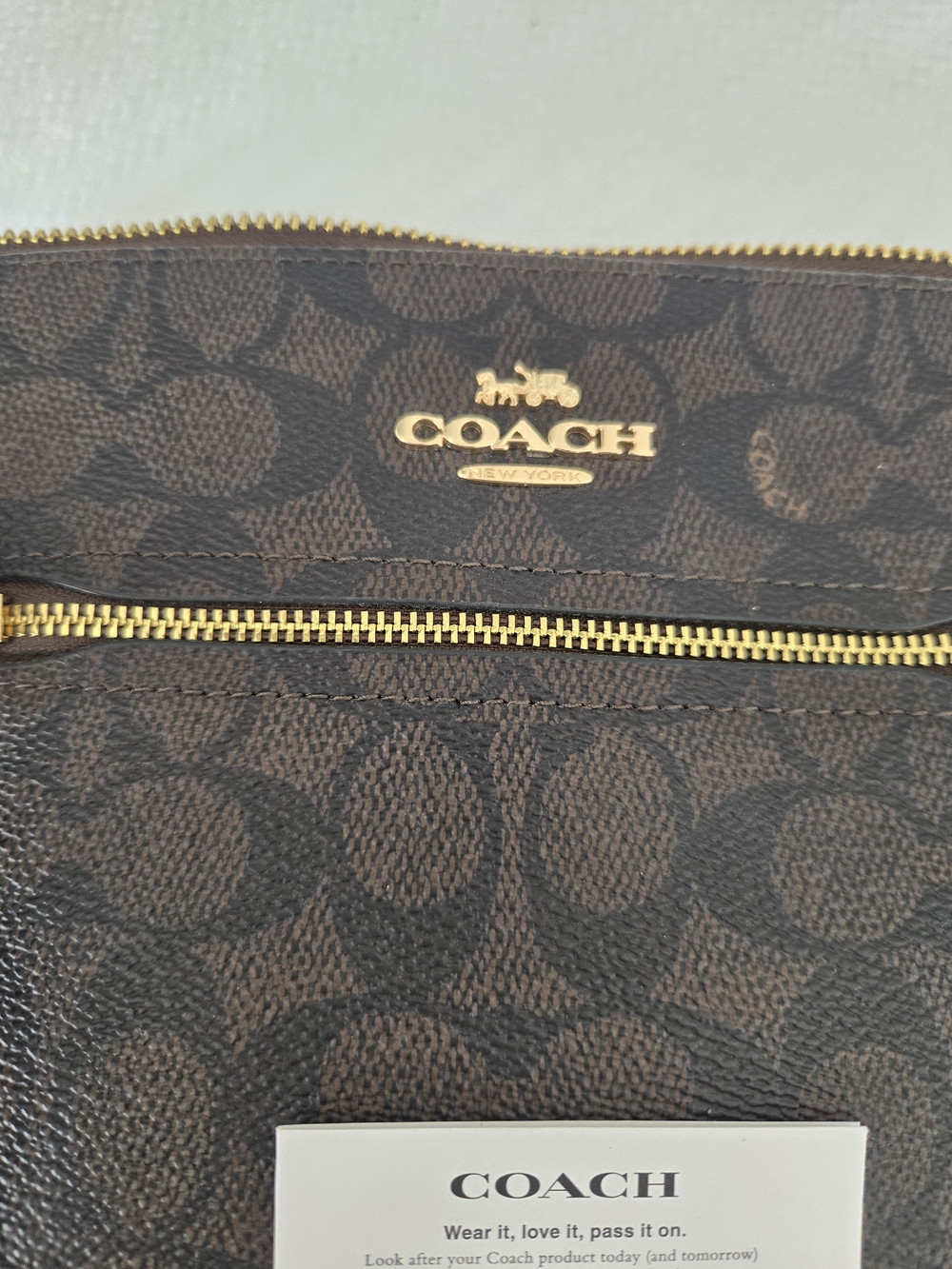 Coach Dark Brown Signature Crossbody with Gold Hardware - Picture 3 of 5